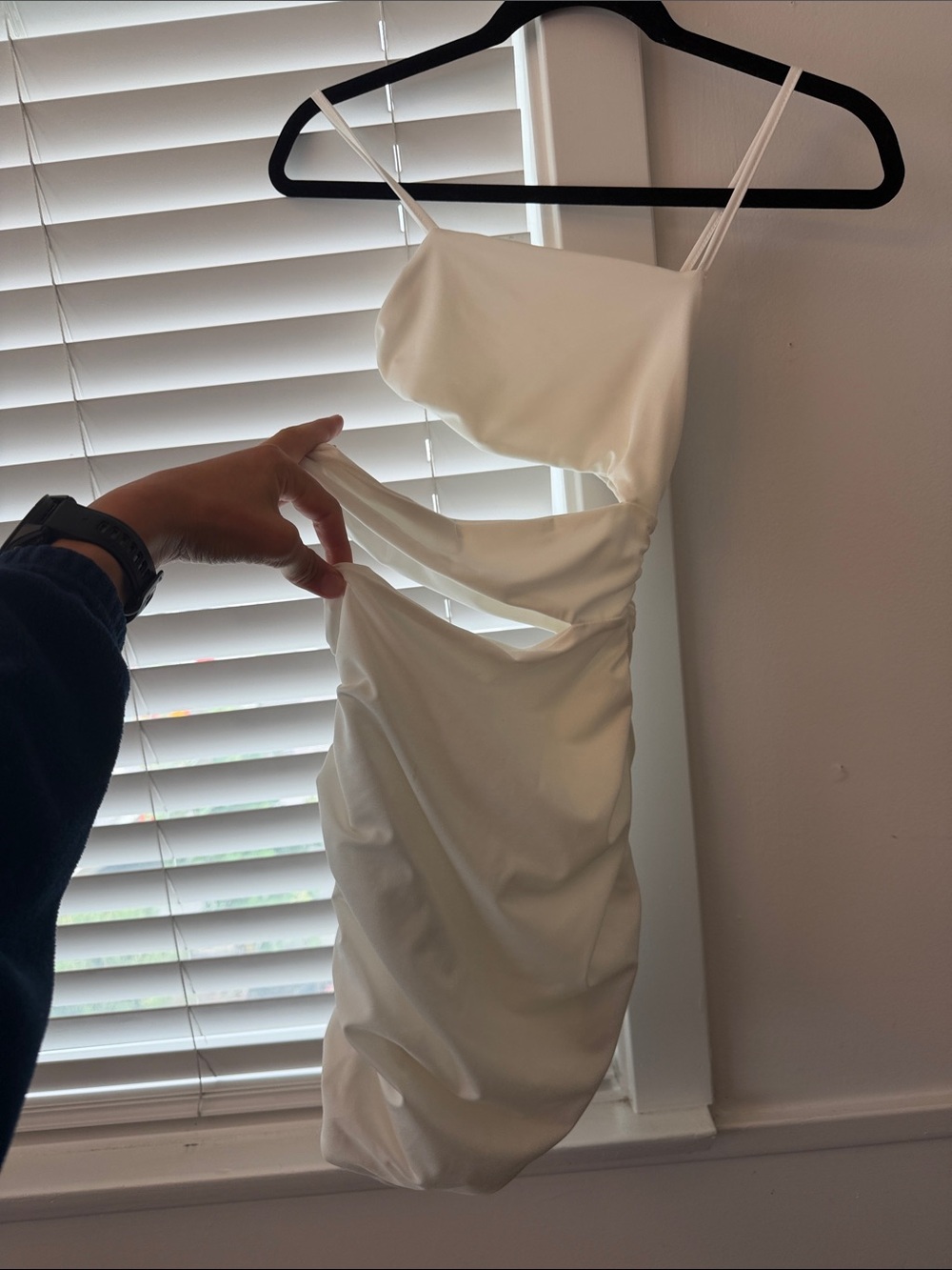 White Cutout Spaghetti Strap Dress